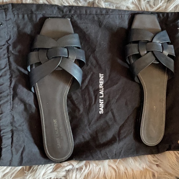 Saint Laurent Nu Pieds Slides in black w/box & DB - Picture 4 of 5